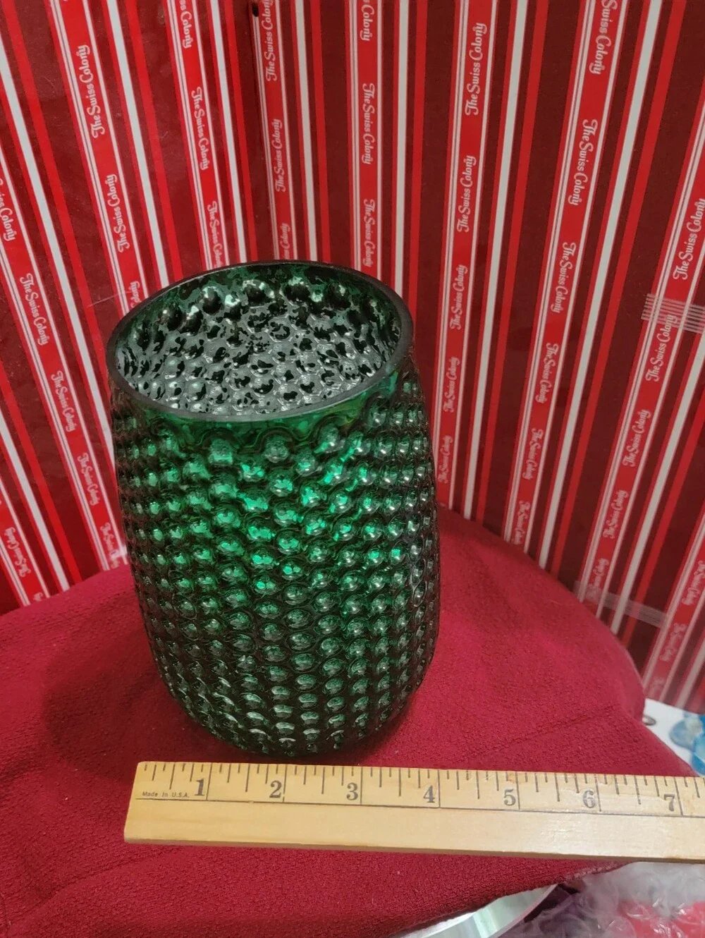 Czech Green Textured Glass Vases - Set of 2 HTF